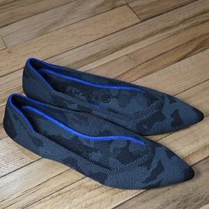 Rothy's Black and Blue Patterned Flats